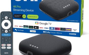 onn 4K Pro streaming device with remote control