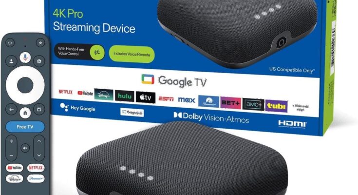 onn 4K Pro streaming device with remote control