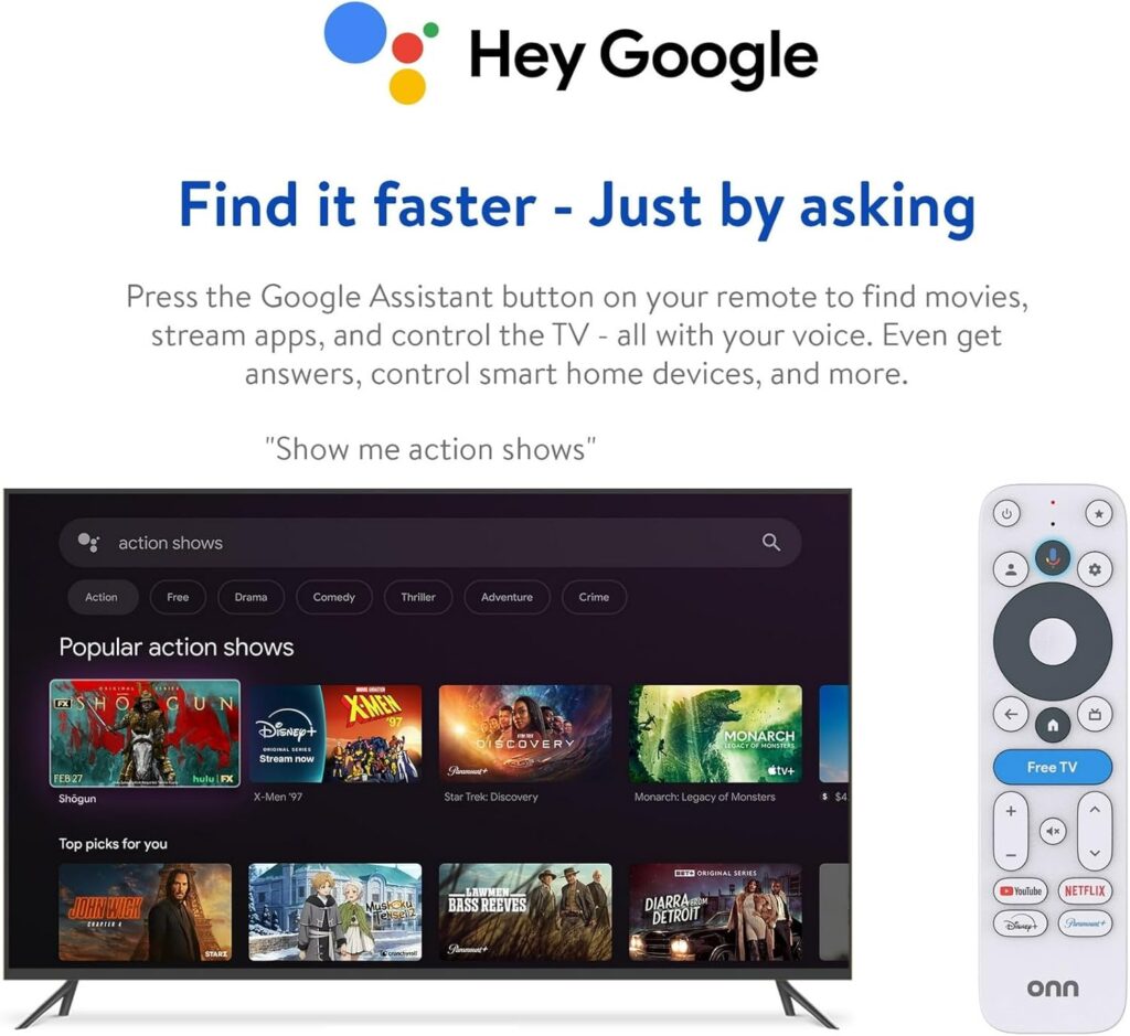 onn 4K Pro Google Assistant voice control