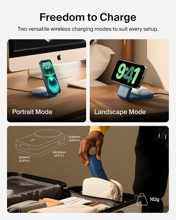 Belkin BoostCharge Pro 2-in-1 Magnetic Wireless Charging Pad clutter-free desk⁠